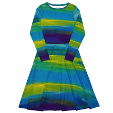 Load image into Gallery viewer, Blue Wave long sleeve midi dress