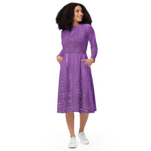 Load image into Gallery viewer, Lilac long sleeve midi dress