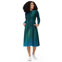 Load image into Gallery viewer, Sea green long sleeve midi dress
