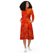 Load image into Gallery viewer, Summer Fire long sleeve midi dress