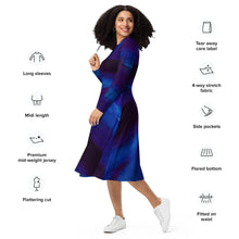 Load image into Gallery viewer, Blue Wave 2 long sleeve midi dress