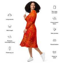 Load image into Gallery viewer, Summer Fire long sleeve midi dress
