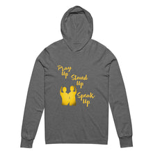 Load image into Gallery viewer, Pray Up-Stand Up-Speak Up Hooded long-sleeve tee