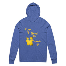 Load image into Gallery viewer, Pray Up-Stand Up-Speak Up Hooded long-sleeve tee