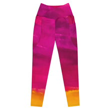 Load image into Gallery viewer, Burst of Pink Crossover leggings with pockets