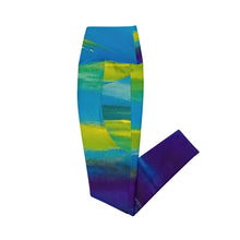 Load image into Gallery viewer, Blue Wave Crossover leggings with pockets