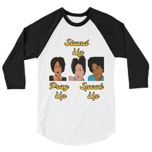 Load image into Gallery viewer, Pray Up-Stand Up-Speak Up 3/4 sleeve raglan shirt - Shannon Alicia LLC
