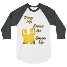 Load image into Gallery viewer, Pray Up-Stand Up-Speak Up 3/4 sleeve raglan shirt - Shannon Alicia LLC