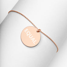 Load image into Gallery viewer, Created Equal Engraved Silver Disc Necklace