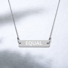 Load image into Gallery viewer, Created Equal Engraved Silver Bar Chain Necklace