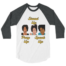 Load image into Gallery viewer, Pray Up-Stand Up-Speak Up 3/4 sleeve raglan shirt - Shannon Alicia LLC