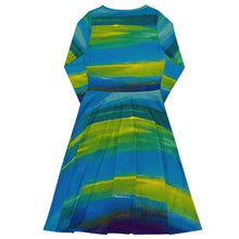 Cargar imagen en el visor de la galería, Blue Wave long sleeve midi dress
