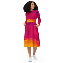 Load image into Gallery viewer, Burst of Pink long sleeve midi dress
