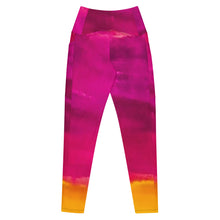 Load image into Gallery viewer, Burst of Pink Crossover leggings with pockets
