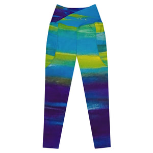 Blue Wave Crossover leggings with pockets