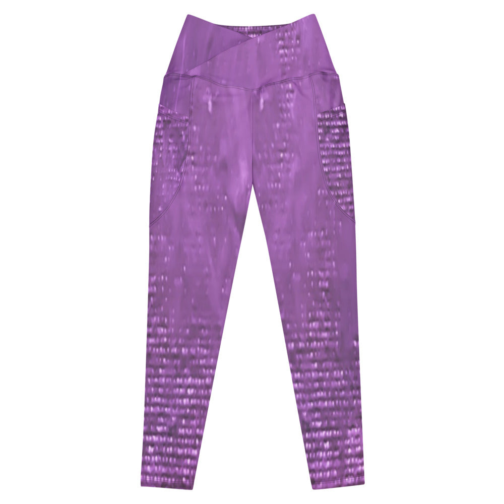 Lilac Crossover leggings with pockets