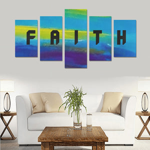 FAITH Blue Wave Wall Art (No Frame) 5-Pieces