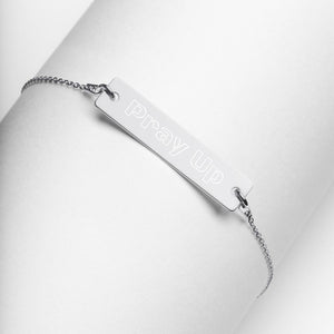 Pray Up Engraved Silver Bar Chain Bracelet - Shannon Alicia LLC