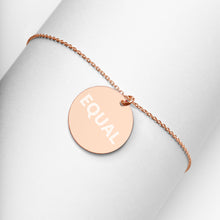 Load image into Gallery viewer, Created Equal Engraved Silver Disc Necklace

