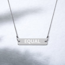 Cargar imagen en el visor de la galería, Created Equal Engraved Silver Bar Chain Necklace
