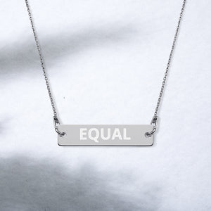 Created Equal Engraved Silver Bar Chain Necklace