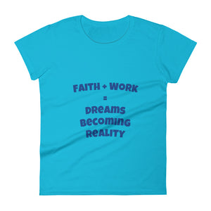 <transcy>Faith + Work - Camiseta de manga corta para mujer</transcy>
