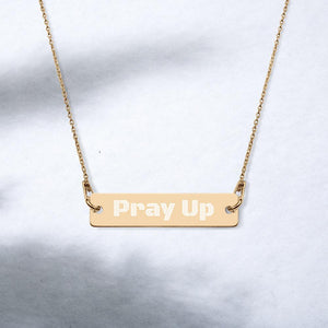 Pray Up Engraved Silver Bar Chain Necklace - Shannon Alicia LLC