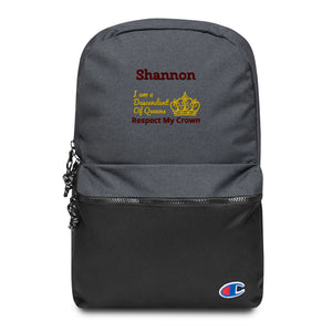 Queen Embroidered Champion Backpack