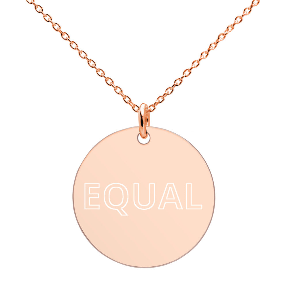 Created Equal Engraved Silver Disc Necklace