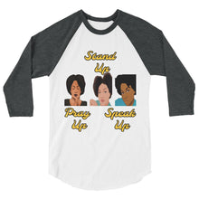 Cargar imagen en el visor de la galería, Pray Up-Stand Up-Speak Up 3/4 sleeve raglan shirt - Shannon Alicia LLC
