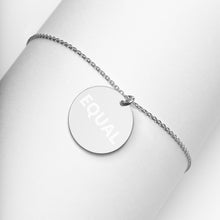 Load image into Gallery viewer, Created Equal Engraved Silver Disc Necklace
