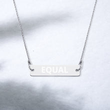 Load image into Gallery viewer, Created Equal Engraved Silver Bar Chain Necklace
