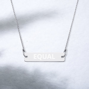 Created Equal Engraved Silver Bar Chain Necklace